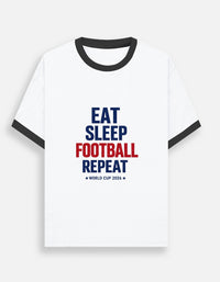 Eat Sleep Football Repeat Unisex Ringer T-Shirt