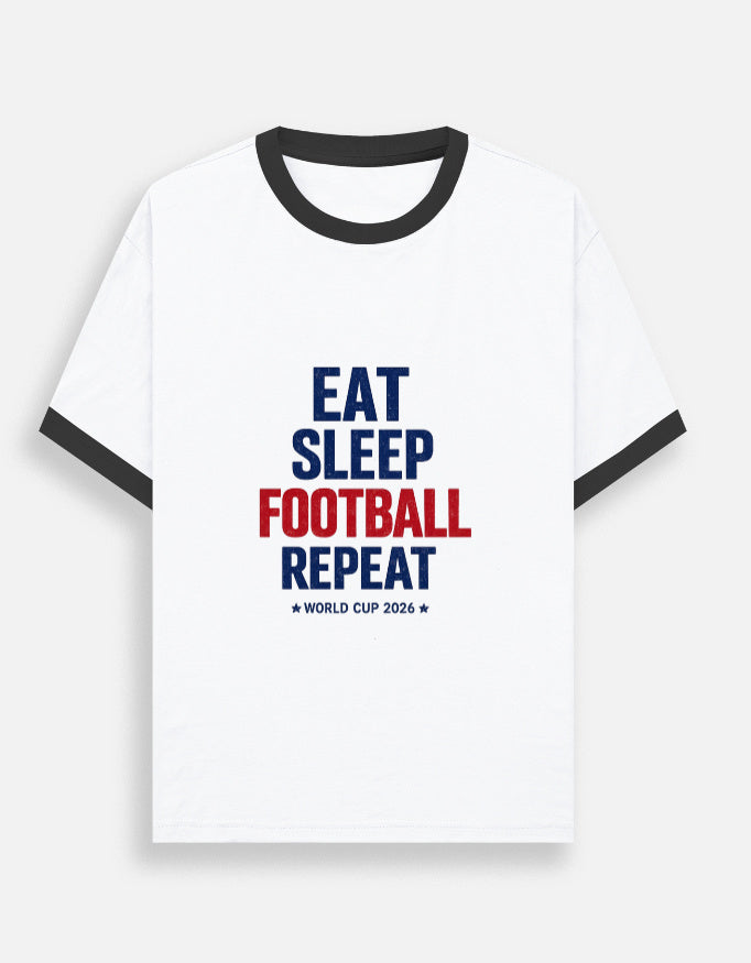 Eat Sleep Football Repeat Unisex Ringer T-Shirt — Estuary Store