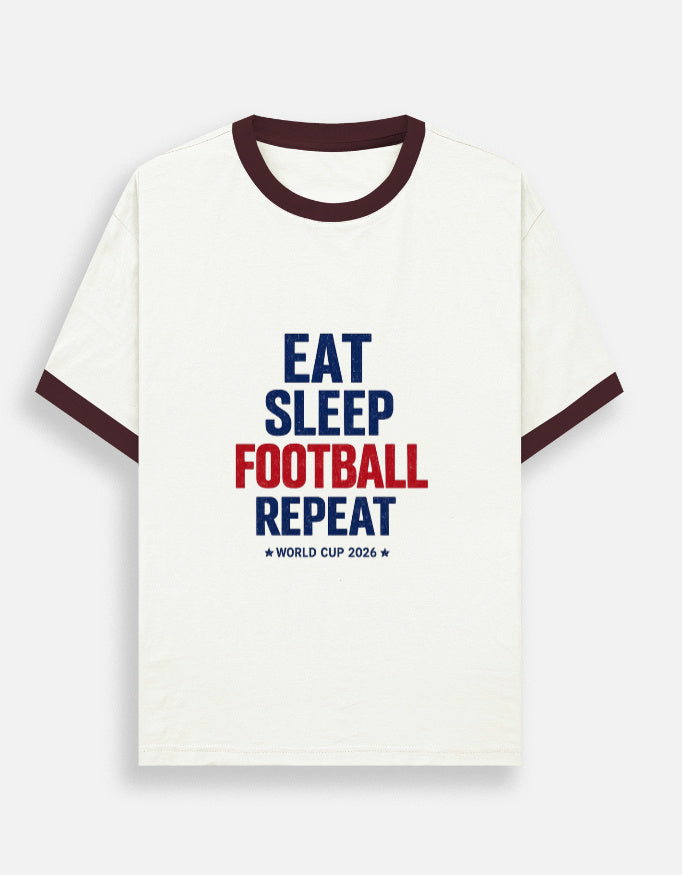 Eat Sleep Football Repeat Unisex Ringer T-Shirt — Estuary Store